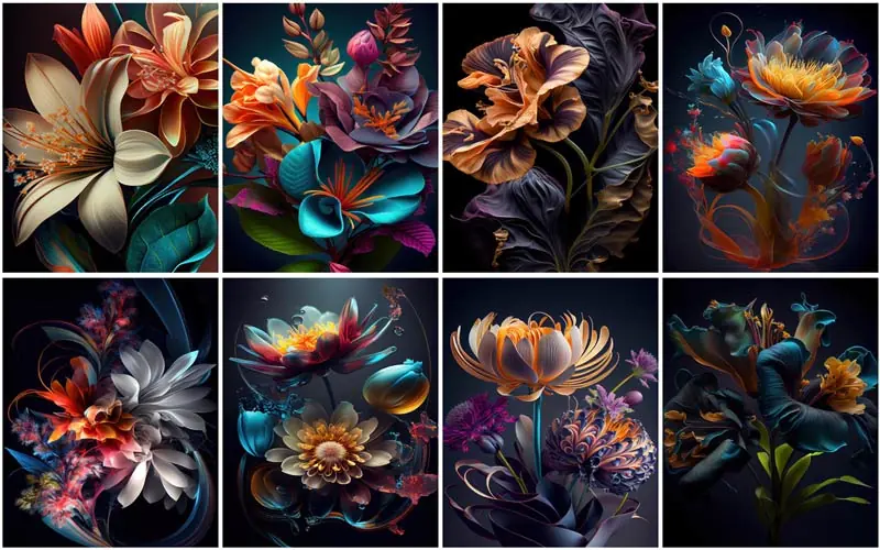 Carousal of variety of flower arrangement images