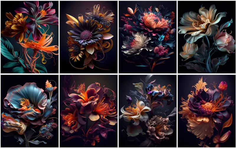 carousel showcasing vibrant floral details - floral design art