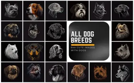 A collage of adorable dog images