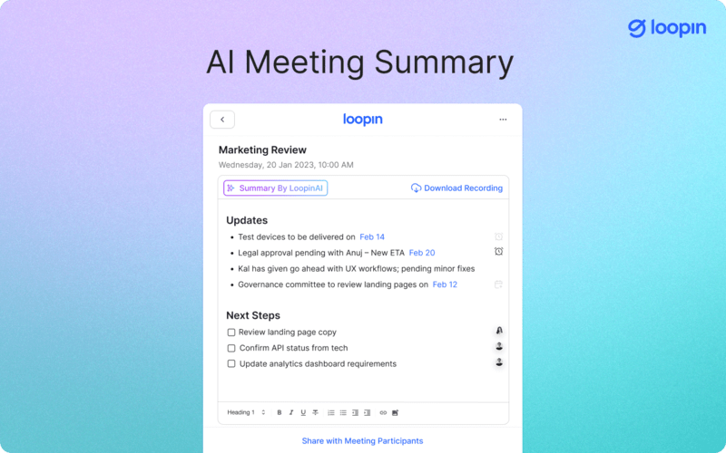 Loopin - AI Meeting Summary