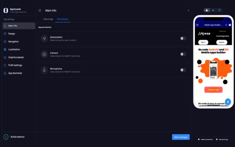 AppMyWeb - Dashboard User Interface