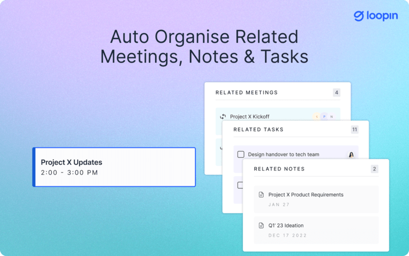 Auto Organize Realated Meetings, Notes & Tasks