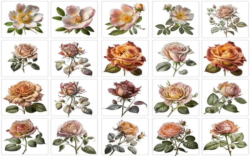 Collage of light pink rose images - high quality rose images