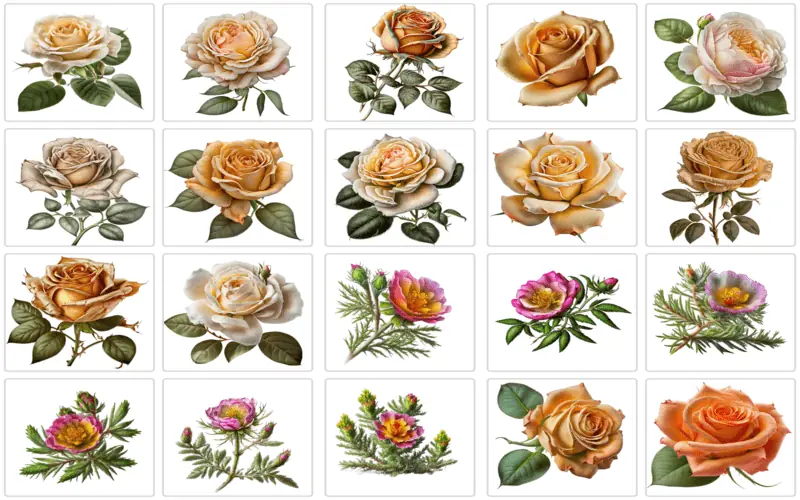 Collage of yellow rose clipart