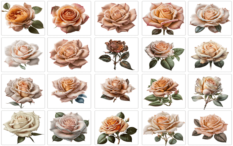 Collage of light pink rose clipart