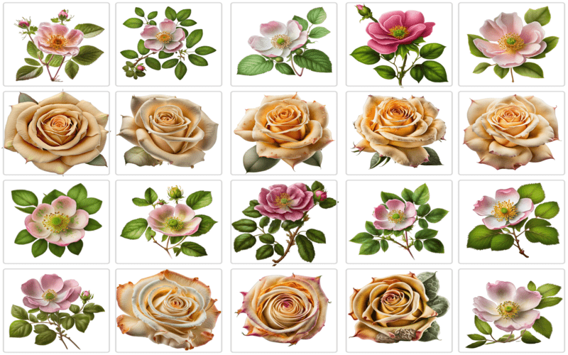 Collage of close up rose clipart