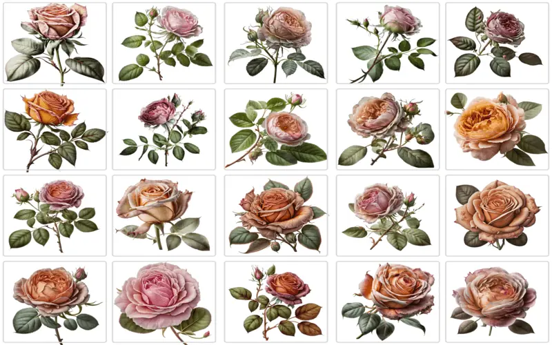 Collage of baby pink rose clipart