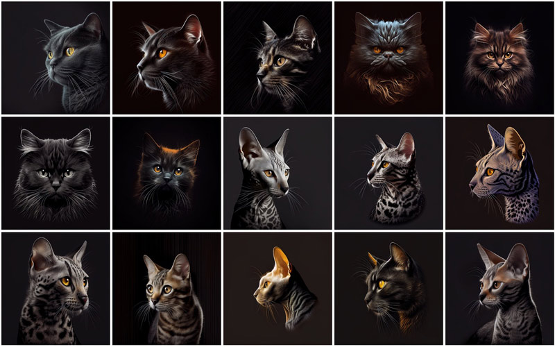 Carousal of black cat images