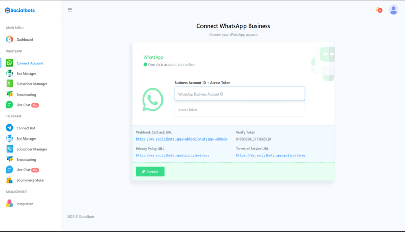 SocialBots - Connect Account
