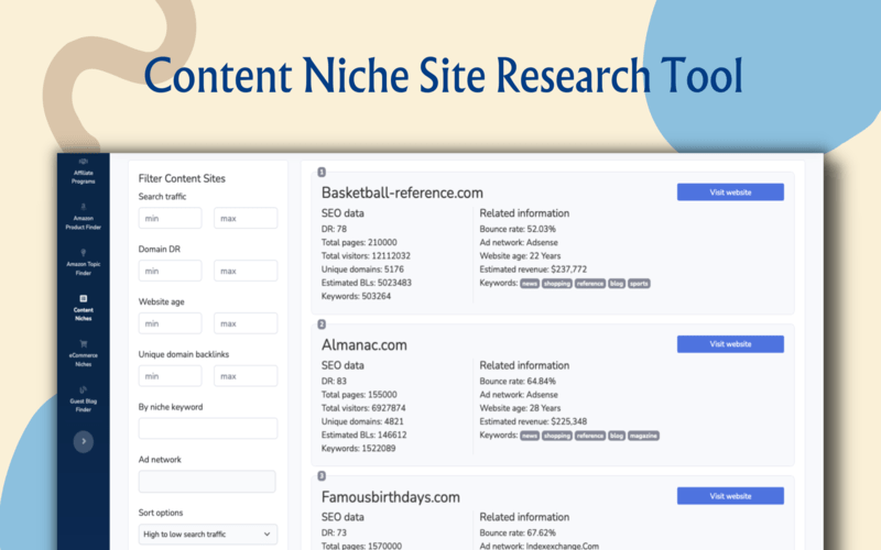 AffSync - Content Niche Site Research Tool