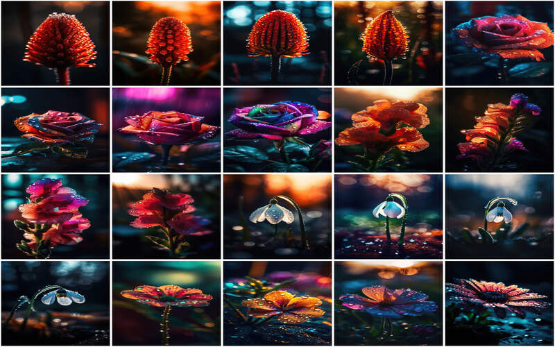 Collection of Beautiful Flowers in Waterdrops: A Collage - water drop flower