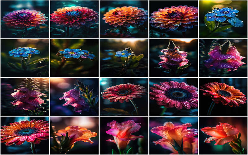 Bundle of water drop flower Images in a Stunning Collage