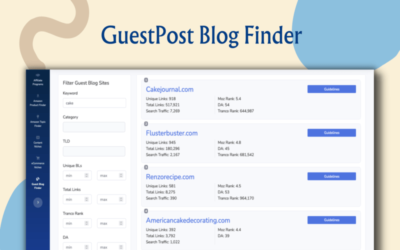 AffSync - Guest Post Blog Finder