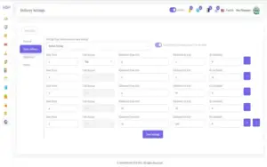 delivery setting user interface of MOM SHOP APP - create online store