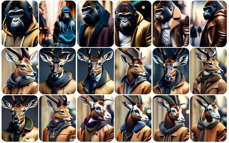 Animal Illustration Images of Aps, Chimps, Deer and more