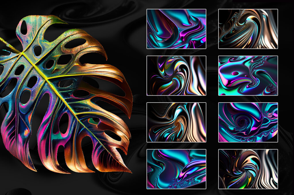 iridescent liquid metal backgrounds