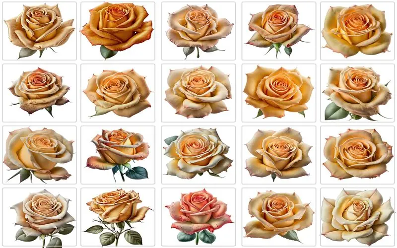 Collage of yellow rose clipart
