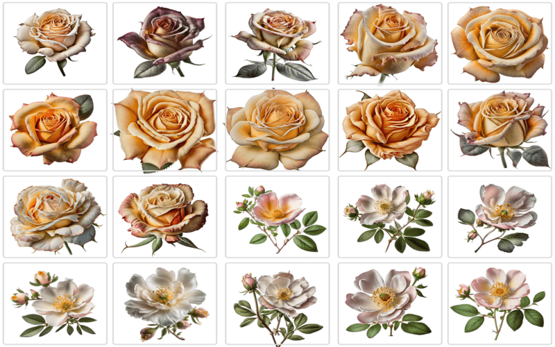 Rose illustrations for greeting cards