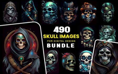 A collage of 13 skull images along with a text in the center of the image which displays the name of the bundle.