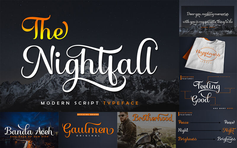 The Nightfall Handlettered fonts - brush font bundle