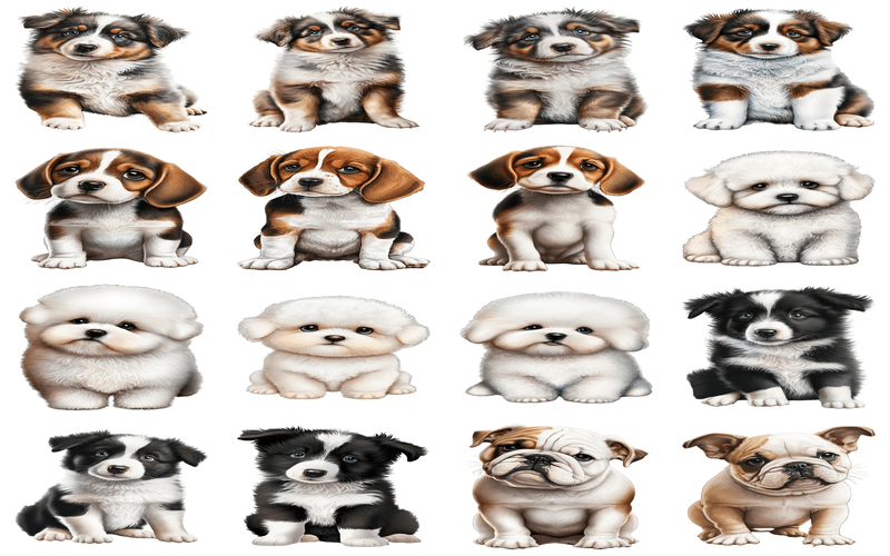 120 PNG Sublimation Puppies Transparent Preview One