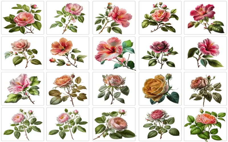high res rose illustrations