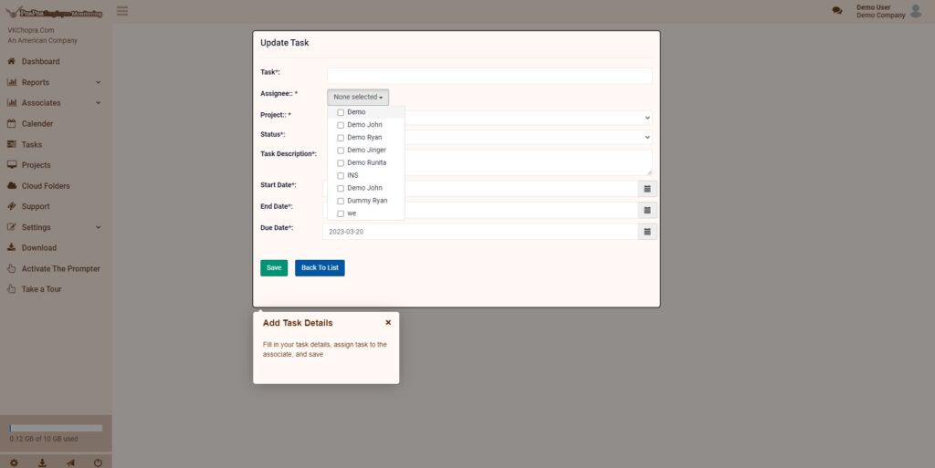 Update Task Feature In PnaPna - employee tracking system