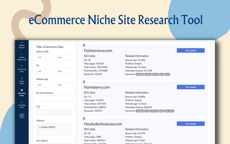 eCommerce Niche Site Research Tool