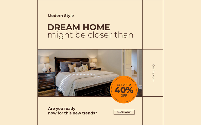 preview of template used for bedroom décor advertisment