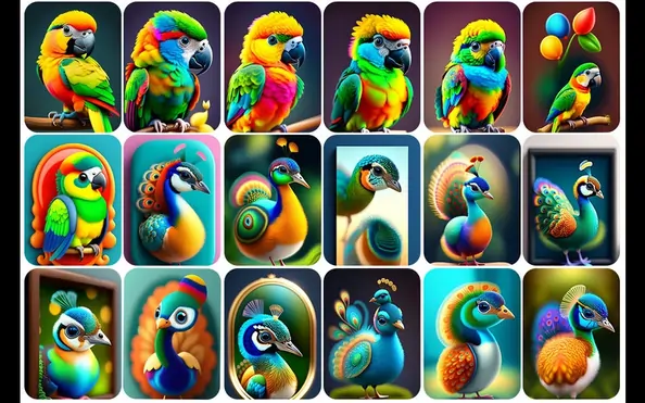 Cute Baby Animal images that include baby parrots and baby peacocks.