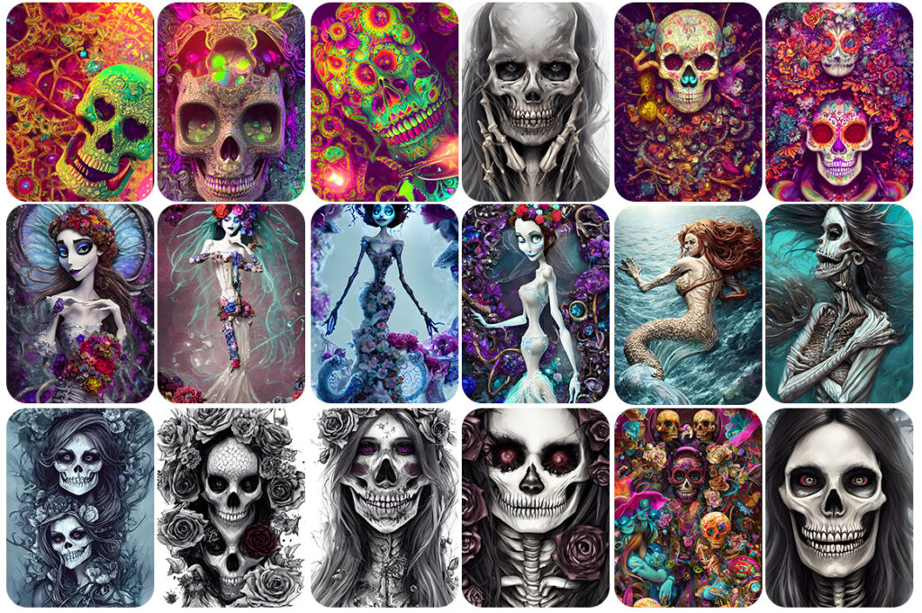 Collage of Scary Skull Images