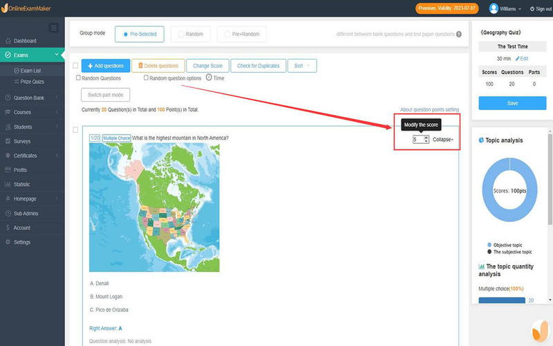 OnlineExamMaker Exams List