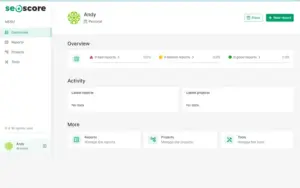 seo score - seo competitor analysis tool dashboard showcasing overview, activity and more