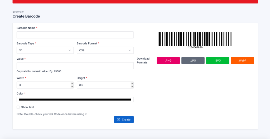 Barcode Generator in Snap Scan