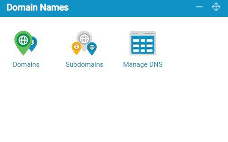 Domain's Tab showcasing domains, subdomains and Manage DNS