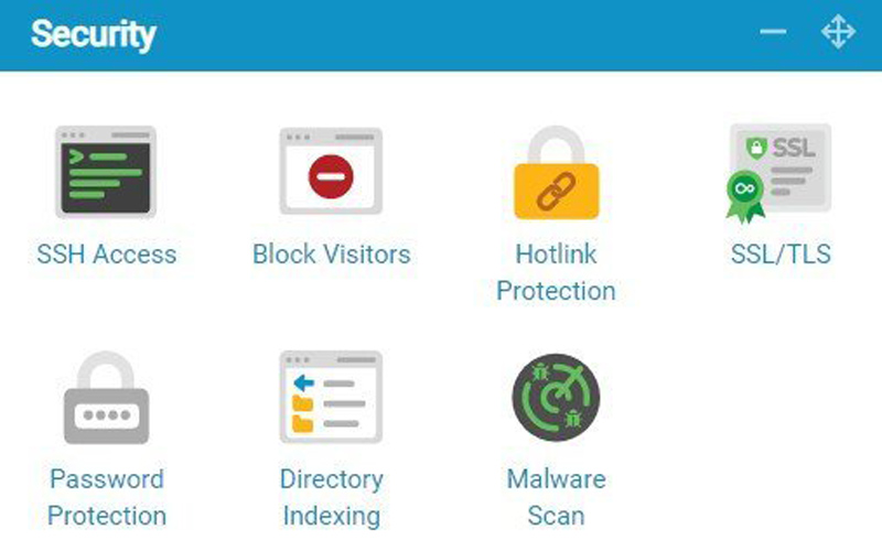 Security Tab Showcasing multiple security tools.
