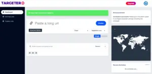 Targeter Pro - link tracker Dashboard displaying multiple functionalities and features of the product