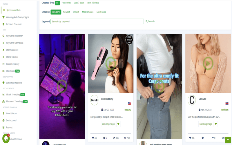 Sponsored Ads Of Tiktok In TikSale - eCommerce Analytics