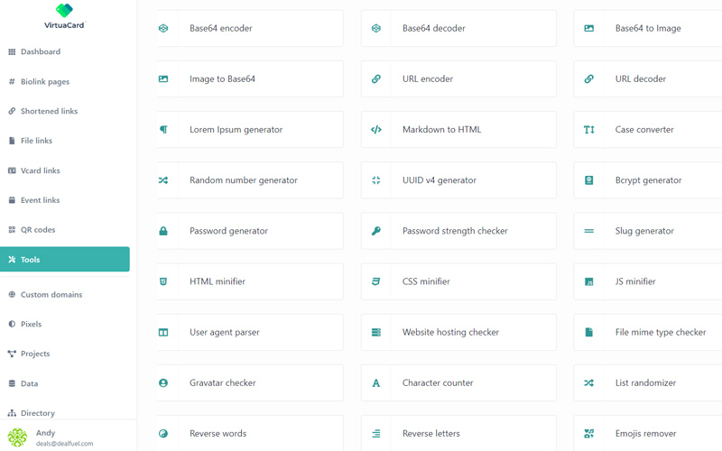 Virtuacard virtual business card maker Dashboard 3