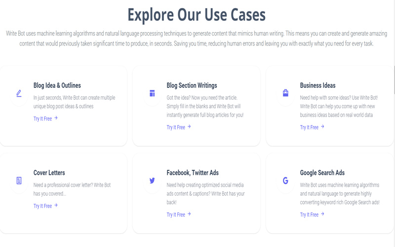 Write bot Ai content generation tool showcasing multiple features designed to write different types of content - ai content writer lifetime deal