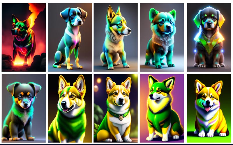 A collage of adorable puppies