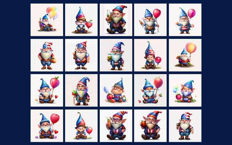 a collage of adorable gnomes pictures in an clipart photo