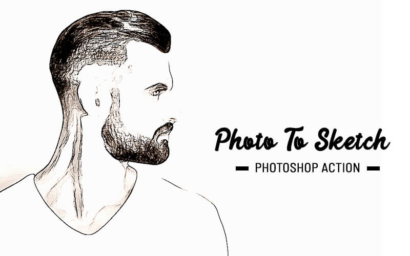 Portrait showcasing a man using Photo to sketch ps action