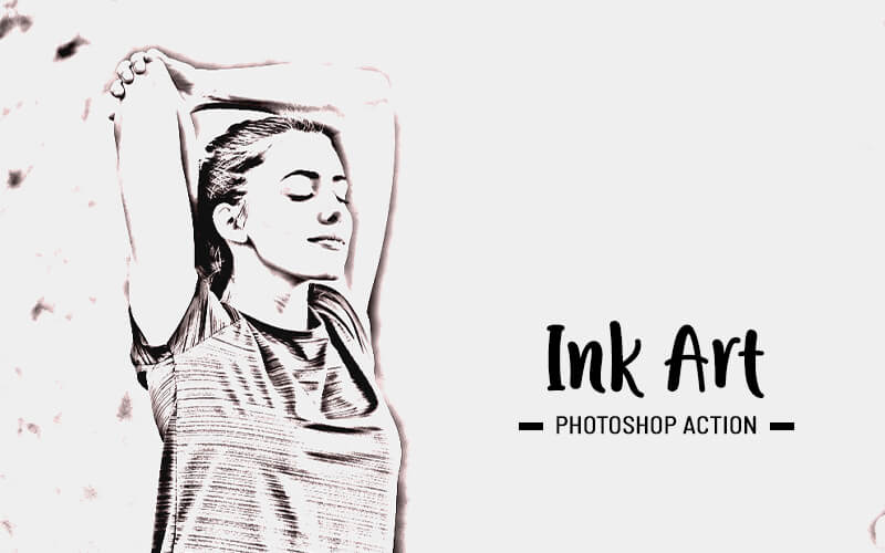 A picture of a woman created using Ink Art Photoshop Action