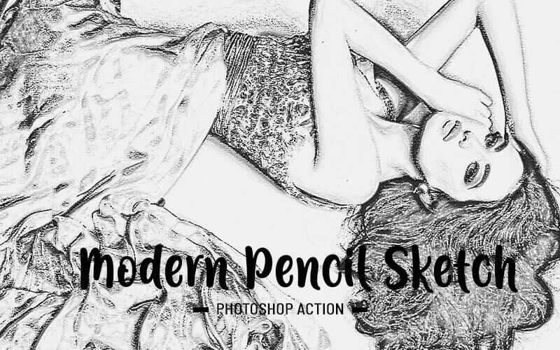 Modern pencil sketch ps action showcasing a woman