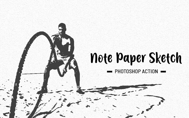 image showcases a man exercising with a rope using Note paper sketch