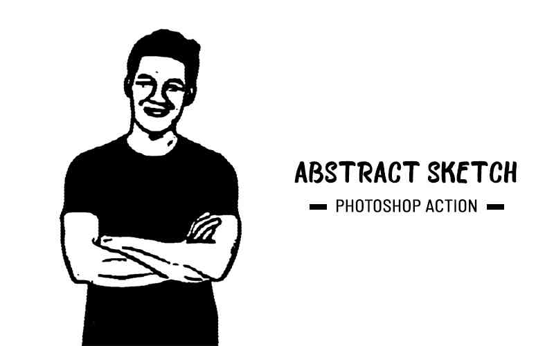 This image displays the abstract sketch photoshop action in the bundle.