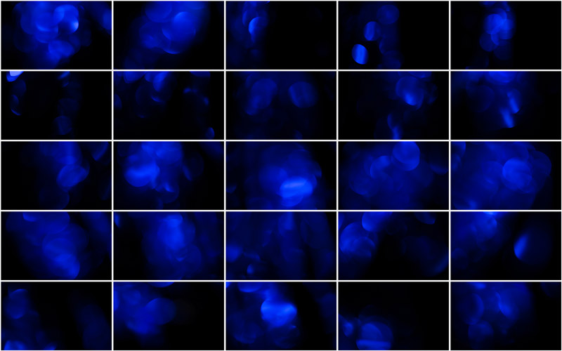 A collage of blue bokeh effects