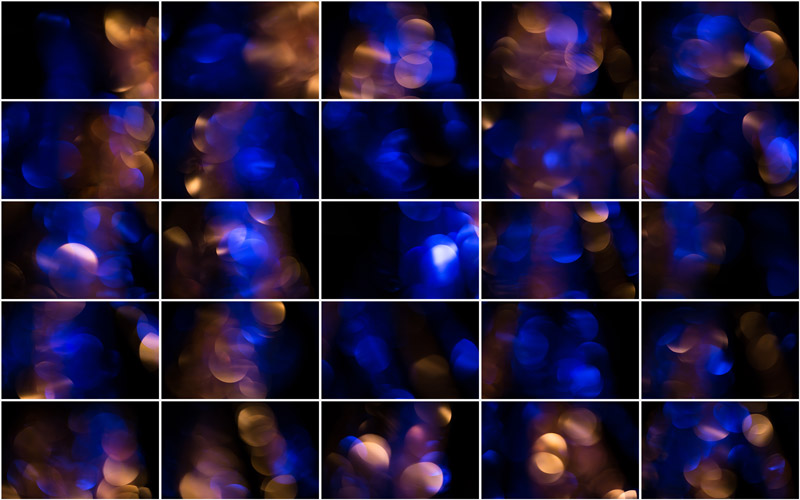 A collage of blue and gold bokeh effects