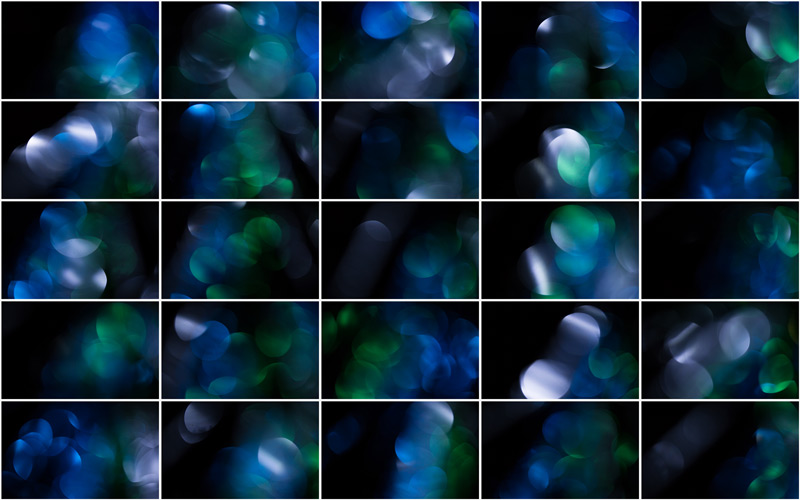 A collage of amazing blue and green bokeh effects